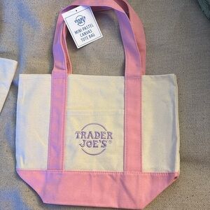 Pink and Cream Canvas Tote Bag